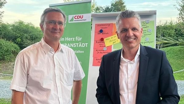 Thorsten Frei und Oliver Fritzsche beim 1. Wirtschaftsforum der CDU Markranstädt